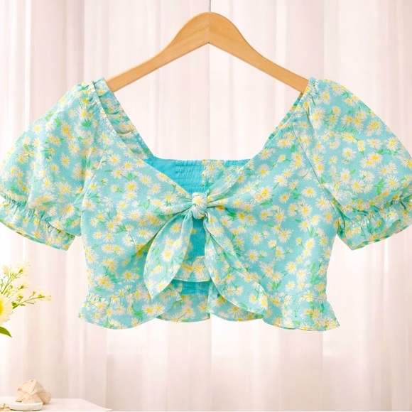 BCBGeneration Tops - BCBGeneration Light Blue Floral Blouse